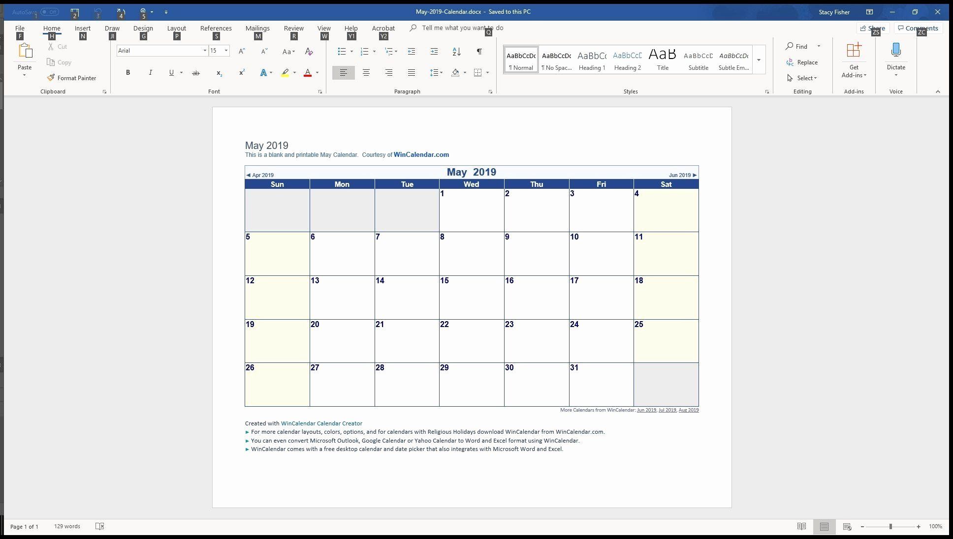 printable calendar for pages mac